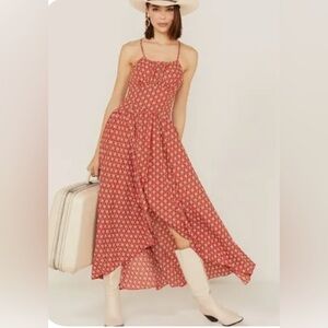 Molly Bracken Red Floral Asymmetrical High Low Dress